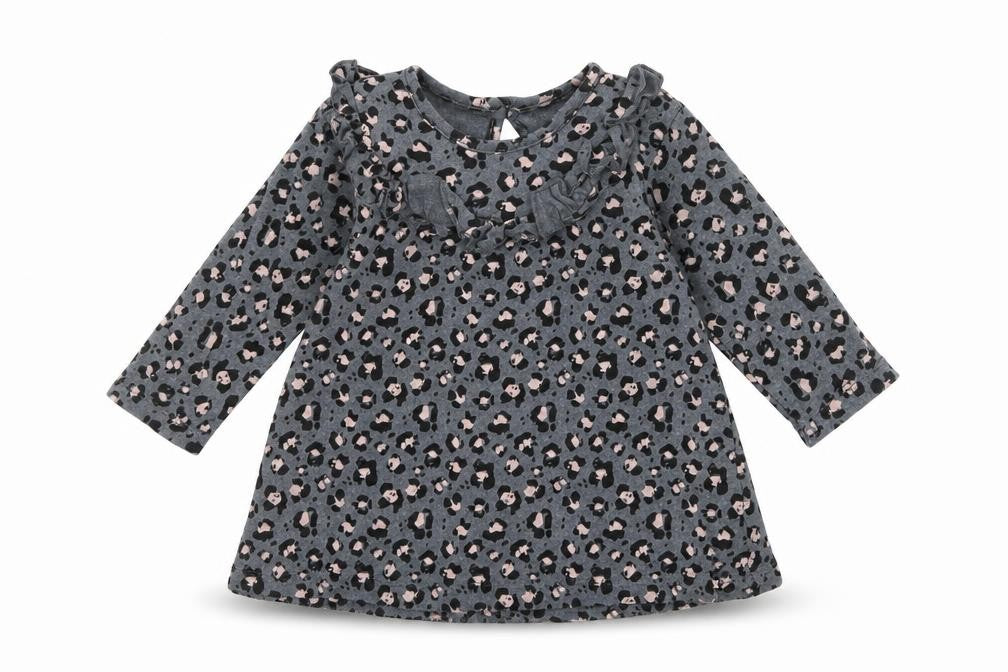 George Girls Grey Animal Print Jacquard T-Shirt Dress  Size 3-6 Months