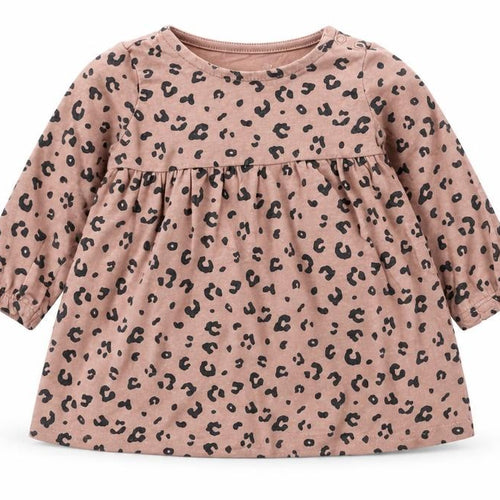 F&F Girls Pink Animal Print Jersey T-Shirt Dress  Size 3-6 Months