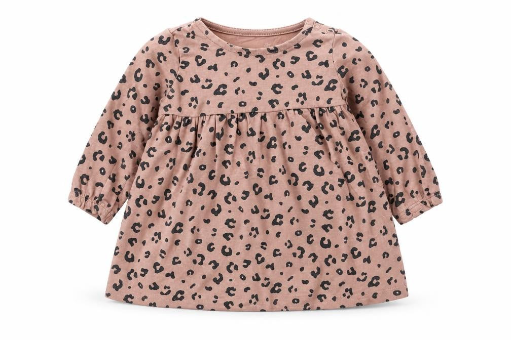 F&F Girls Pink Animal Print Jersey T-Shirt Dress  Size 3-6 Months