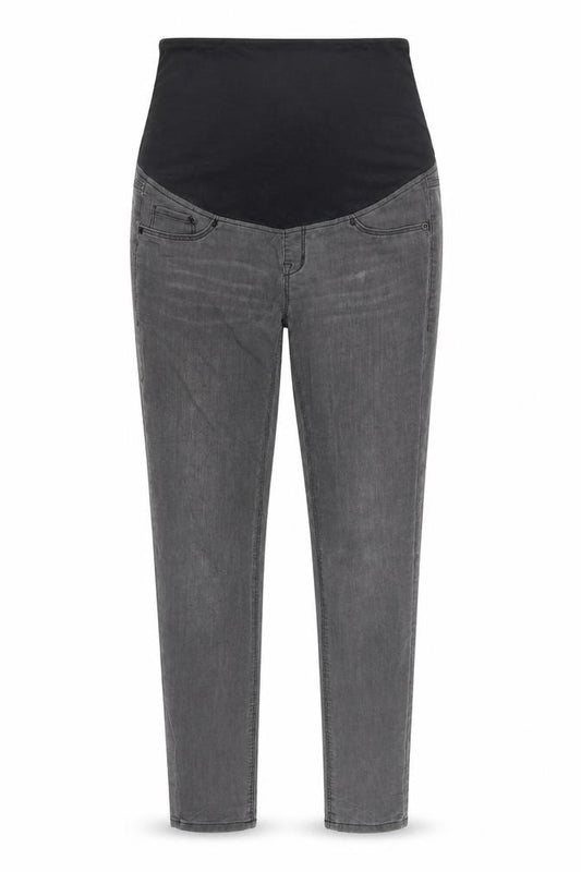 Front view of H&M women’s grey denim skinny jeans, size UK 8, 29-inch leg