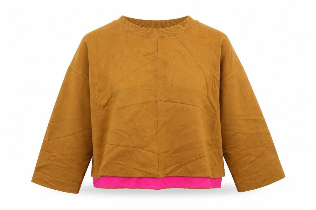 Front view of Topshop women’s brown knit jumper, size S