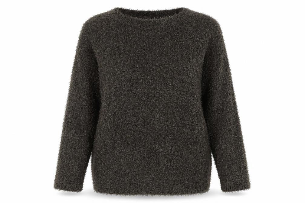 Front view of Warehouse women’s brown knit jumper, size UK 10