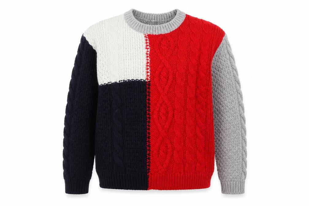 Front view of Next girls’ multicoloured geometric knit jumper, size 10, years