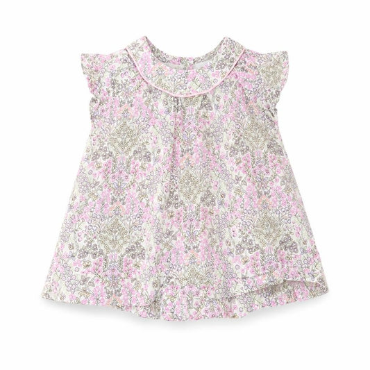 Front view of Zara girls’ beige floral a-line, size 0-3, months - 0-6 mths