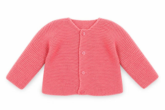 Front view of Marks & Spencer girls’ pink cardigan jumper, size 0-3, months