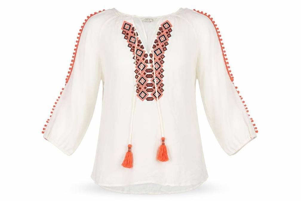 Front view of F&F women’s white basic blouse, size UK 8