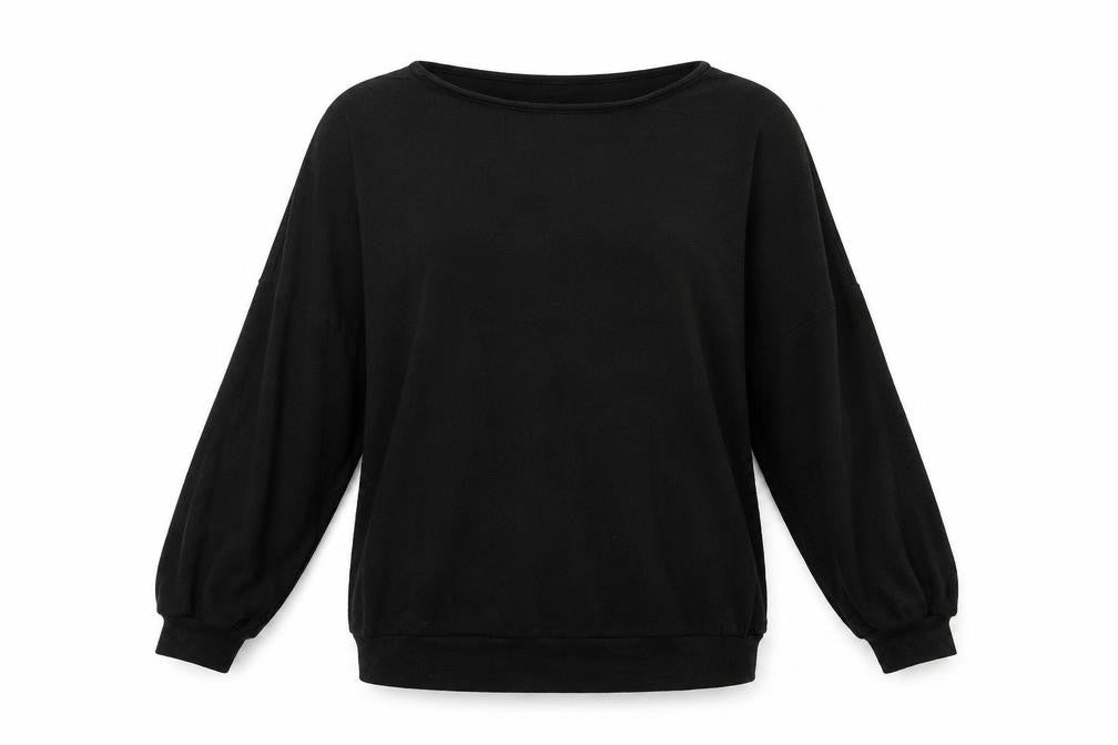 Front view of AURA women’s black knit jumper, size L