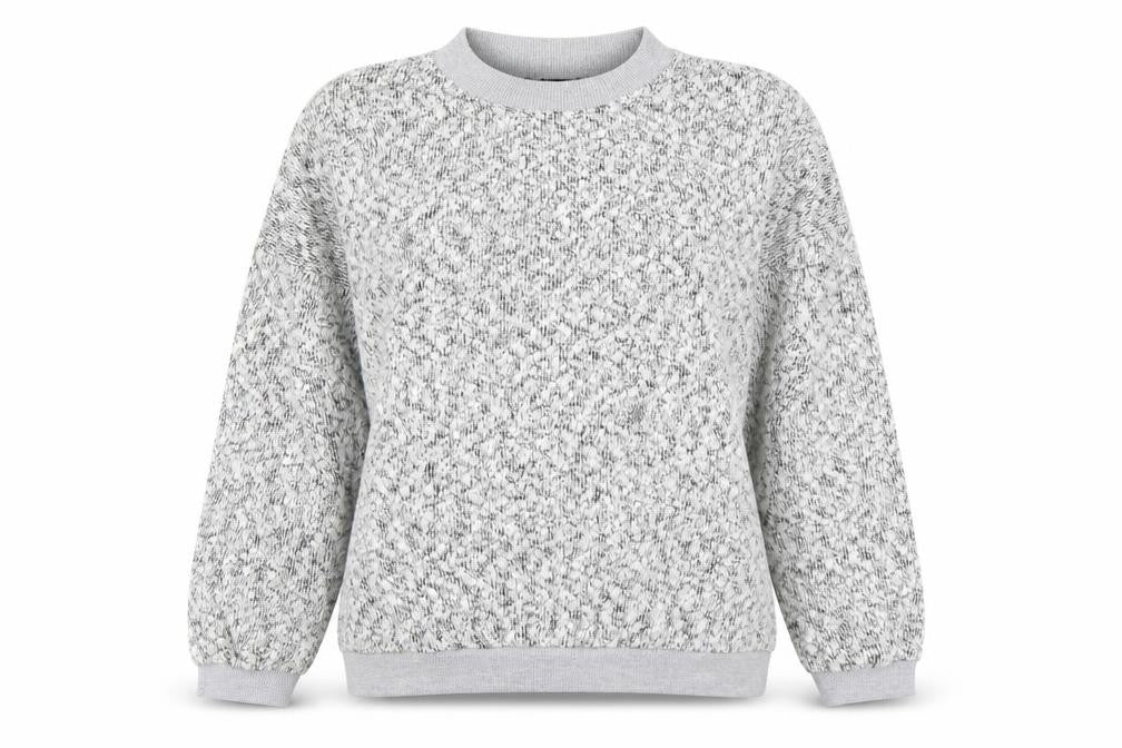 Front view of Atmosphere women’s grey pullover sweatshirt, size UK 8