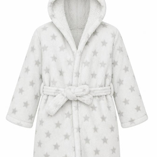 F&F Baby Grey Solid  Kimono Robe Size 9-12 Months  - Bear Ear Hood