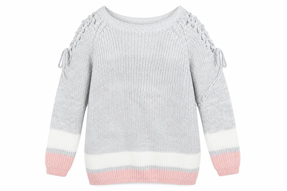 Front view of Quiz women’s multicoloured striped jumper, size L