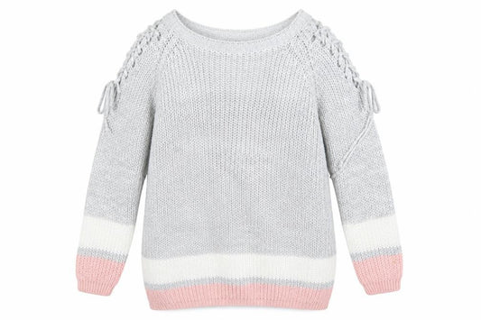 Front view of Quiz women’s multicoloured striped jumper, size L