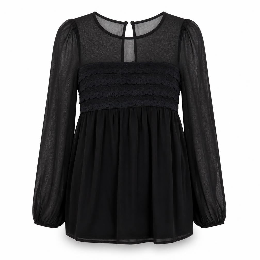 Front view of Topshop women’s black basic t-shirt, size UK 8