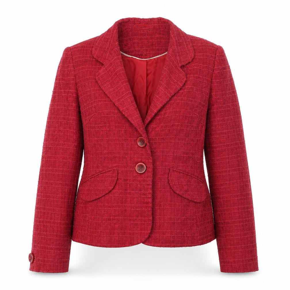Front view of Next women’s red jacket blazer, size UK 10