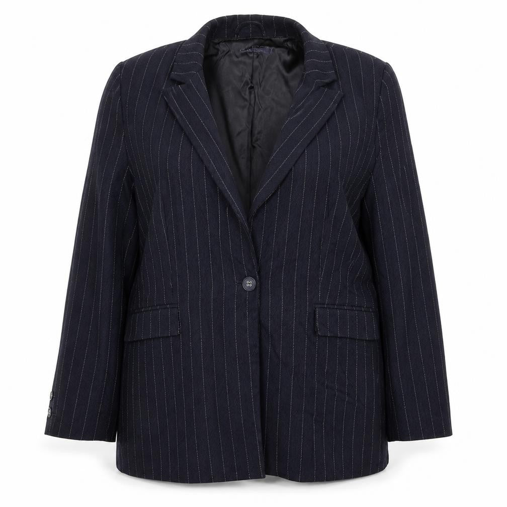 Front view of Marks & Spencer women’s blue jacket blazer, size UK 18