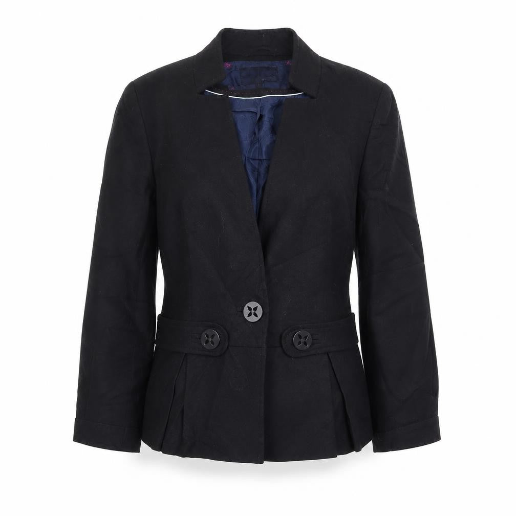 Front view of Next women’s black jacket coat, size UK 8