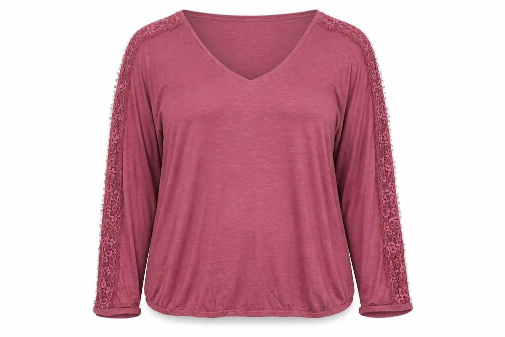 Front view of JD Williams women’s pink basic blouse, size UK 18