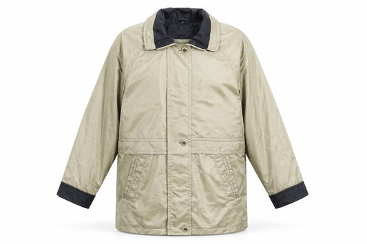 Front view of Thomas Marshall men’s beige jacket coat, size S