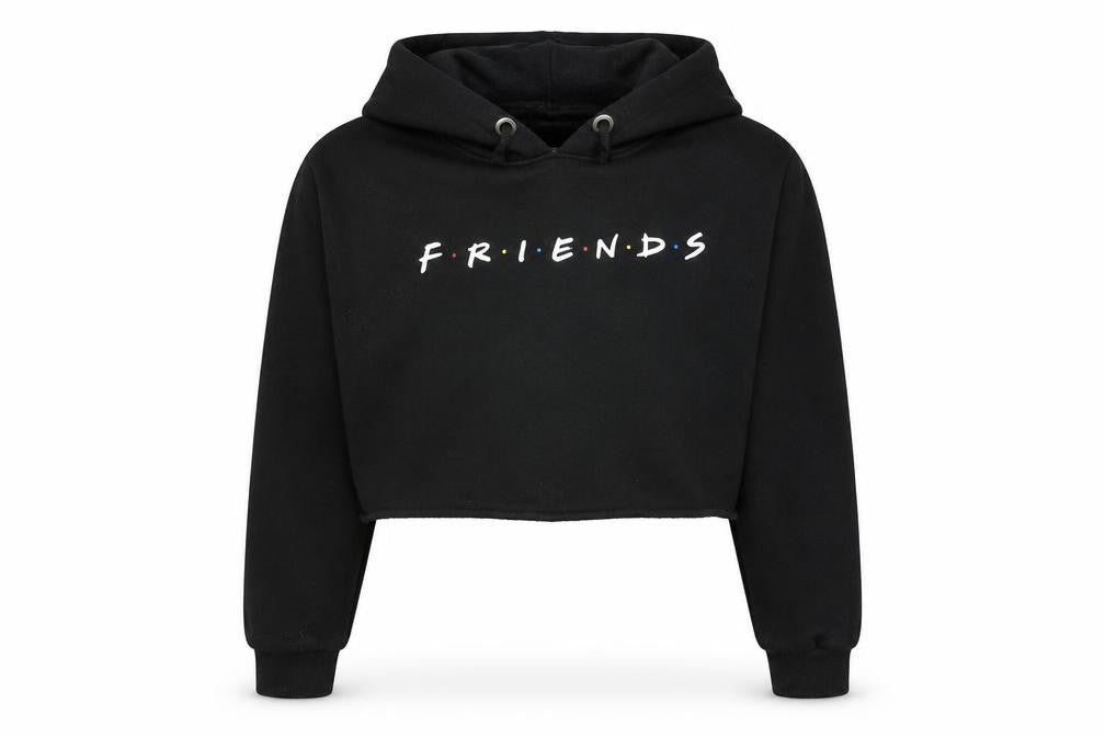 Front view of New Look girls’ black pullover hoodie, size 10-11, years
