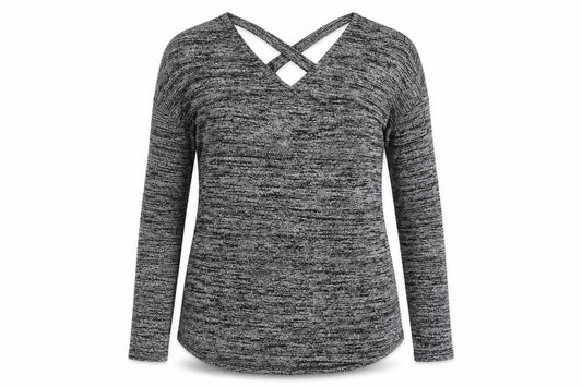 Front view of F&F women’s grey knit jumper, size UK 6