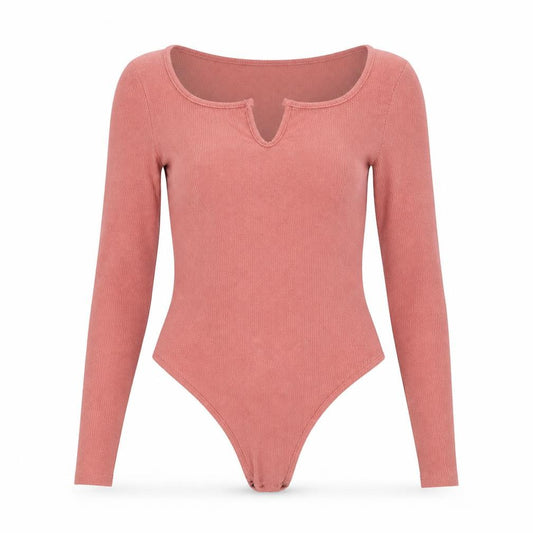 Front view of Boohoo women’s pink wrap t-shirt, size UK 6