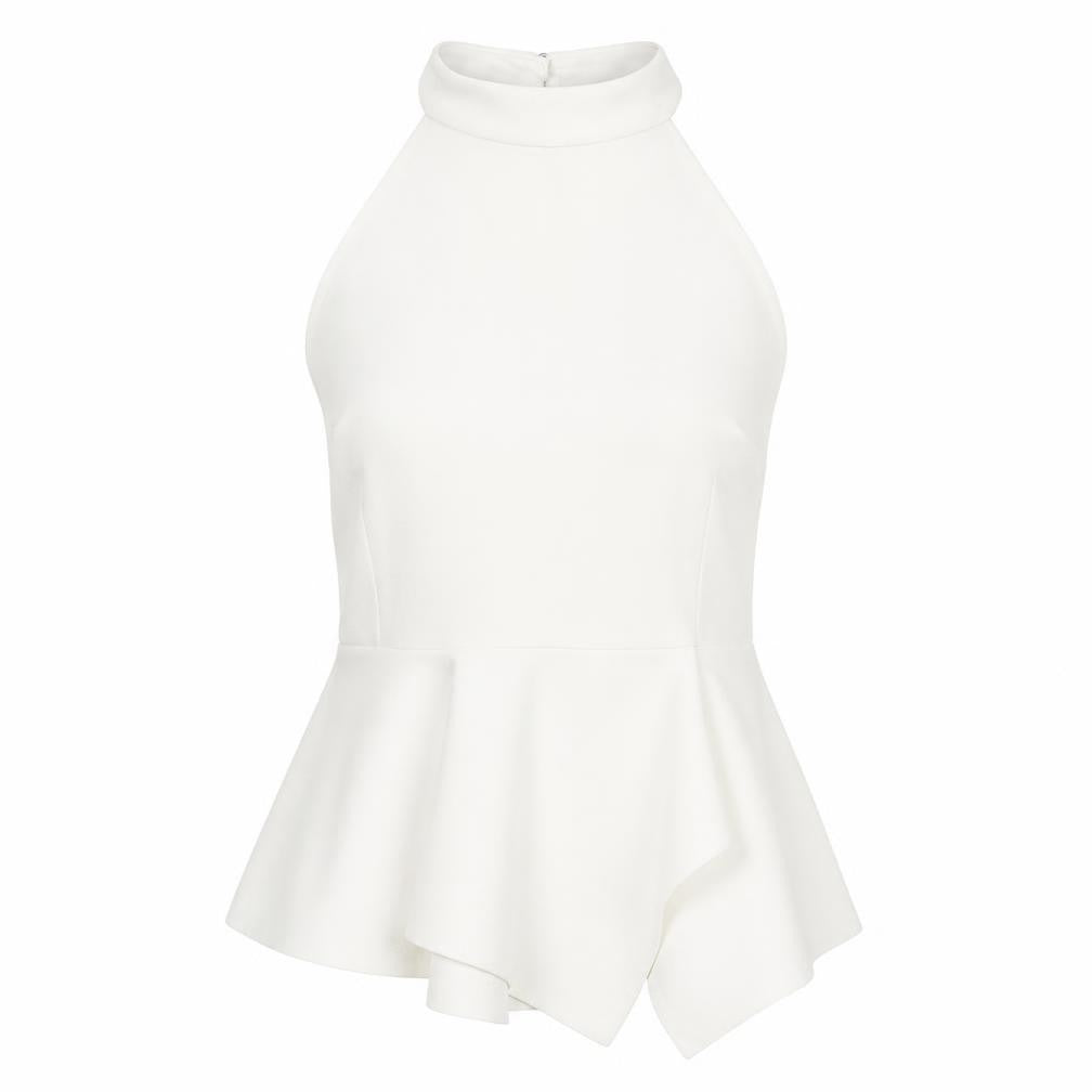 Front view of New Look women’s white wrap t-shirt, size UK 12