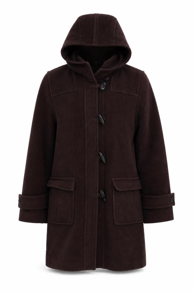 Front view of Klass women’s purple overcoat, size UK 10