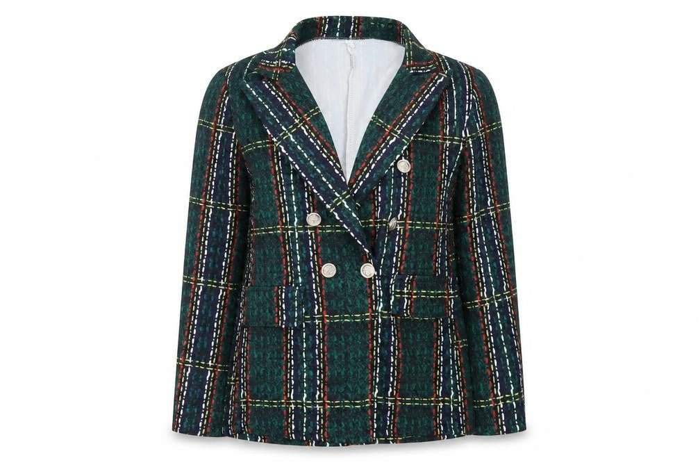 Front view of Preworn women’s green jacket, size S