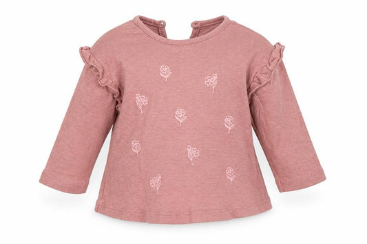 Front view of George girls’ pink basic t-shirt, size 3-6, months