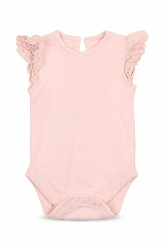 Front view of George girls’ pink babygrow one-piece, size 3-6, months
