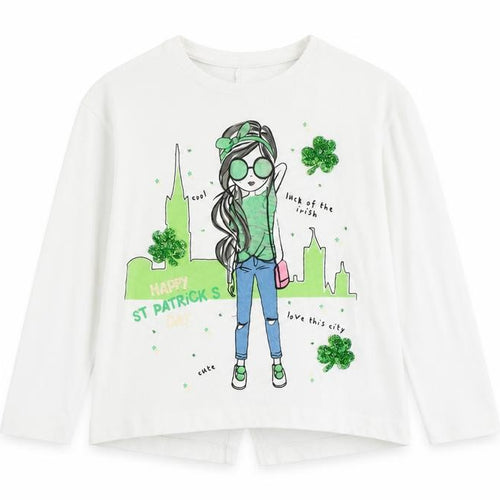 St Bernard Girls White   Basic T-Shirt Size 5 Years  - St Patricks Day