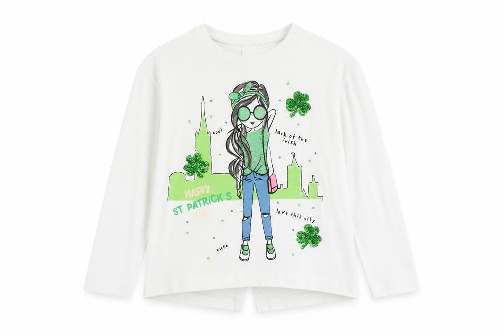 St Bernard Girls White   Basic T-Shirt Size 5 Years  - St Patricks Day