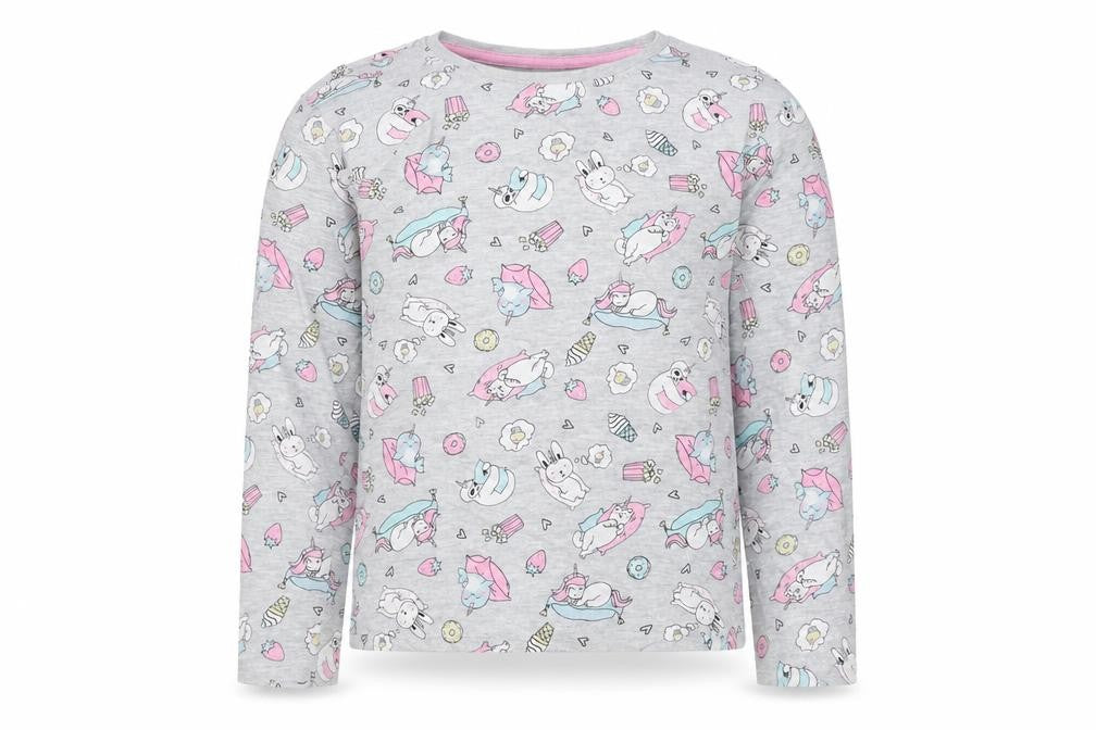 Front view of Matalan girls’ grey basic t-shirt, size 7, years - cute animals