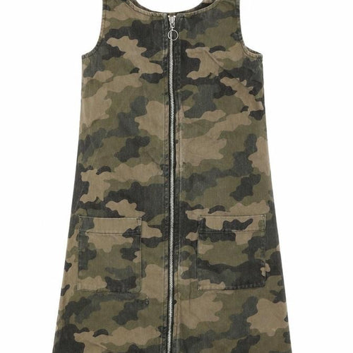 M&S Girls Green Camouflage  A-Line  Size 10-11 Years