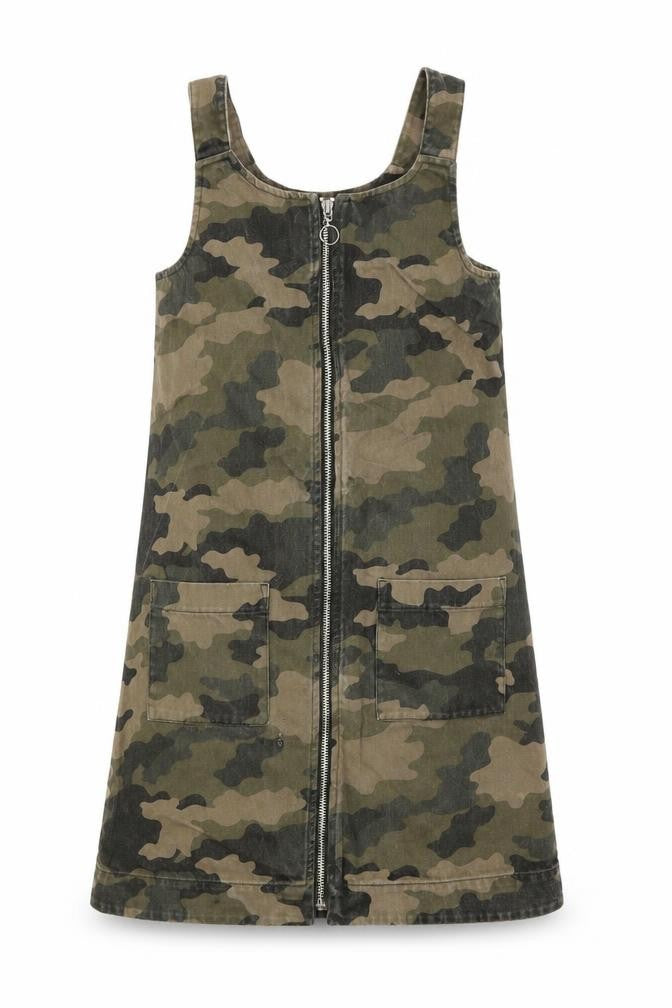 M&S Girls Green Camouflage  A-Line  Size 10-11 Years