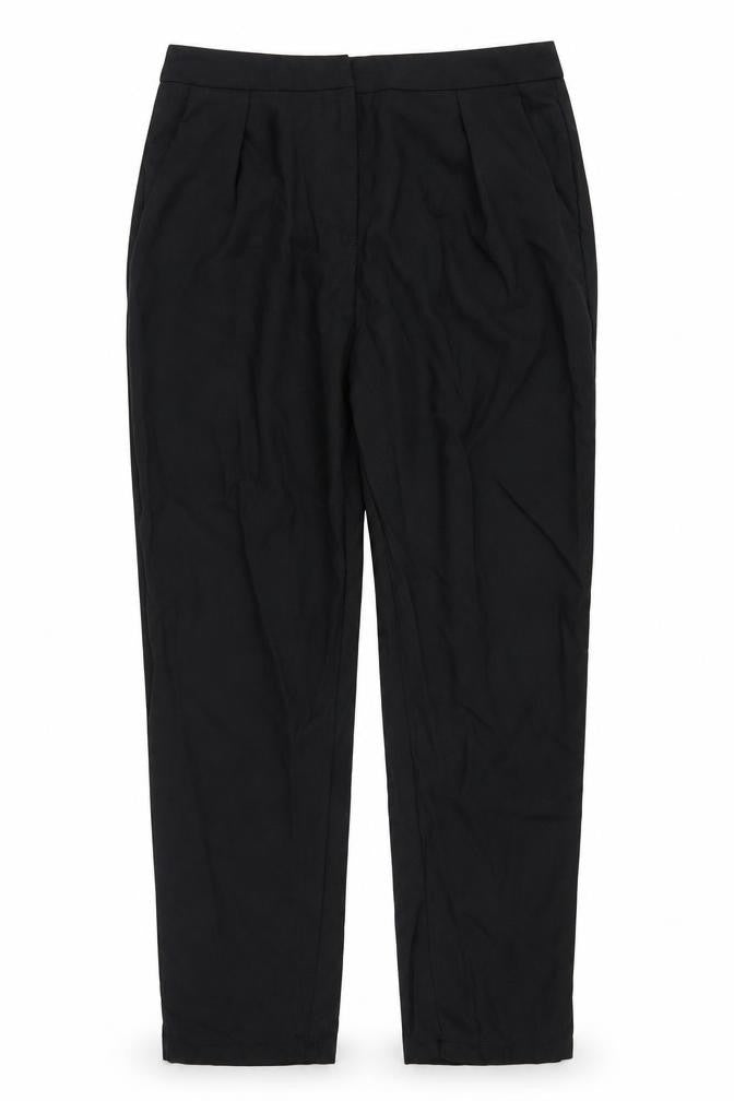 Front view of Preworn women’s black trousers, size M, 24-inch leg