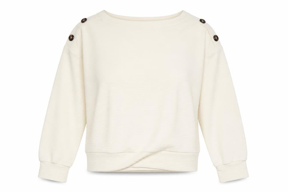 Front view of H&M women’s ivory basic blouse, size S