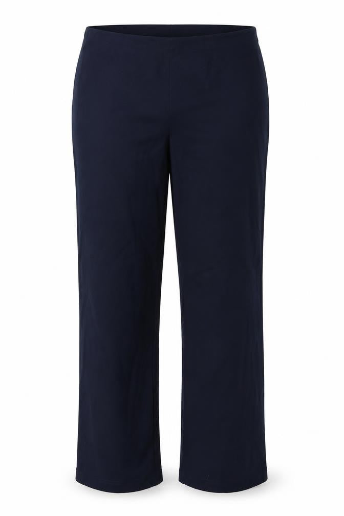 Front view of Marks & Spencer women’s blue trousers, size UK 10, 24-inch leg