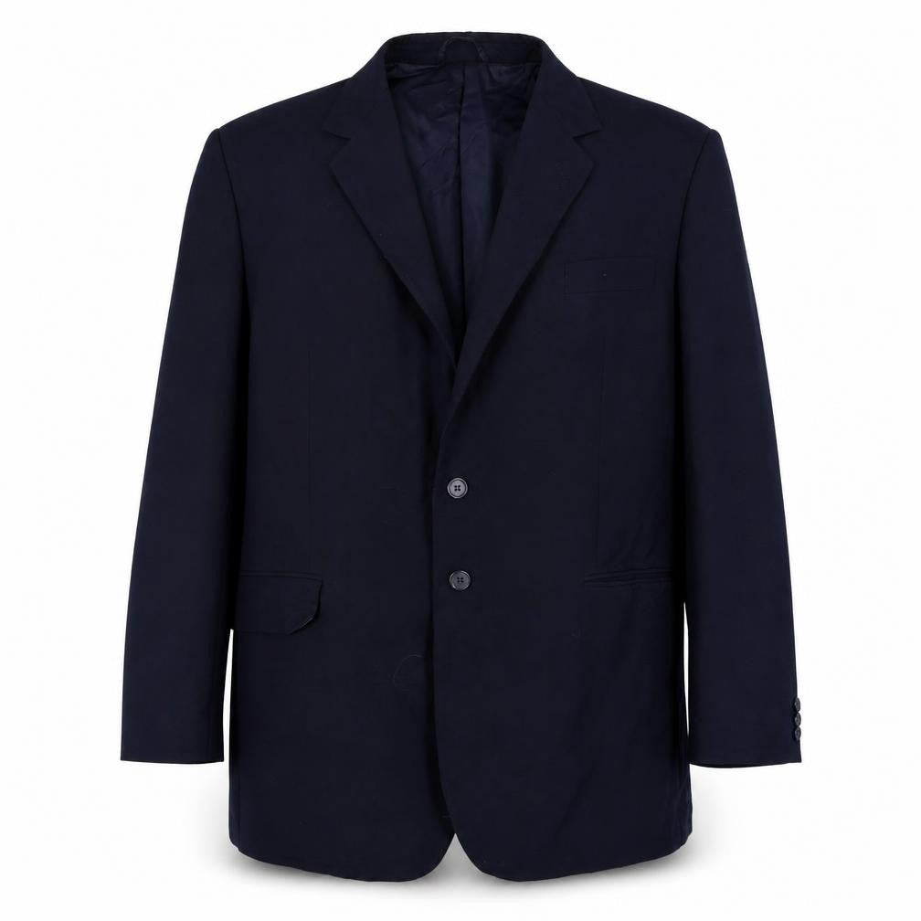 Front view of jolliman men’s blue jacket suit jacket, size L