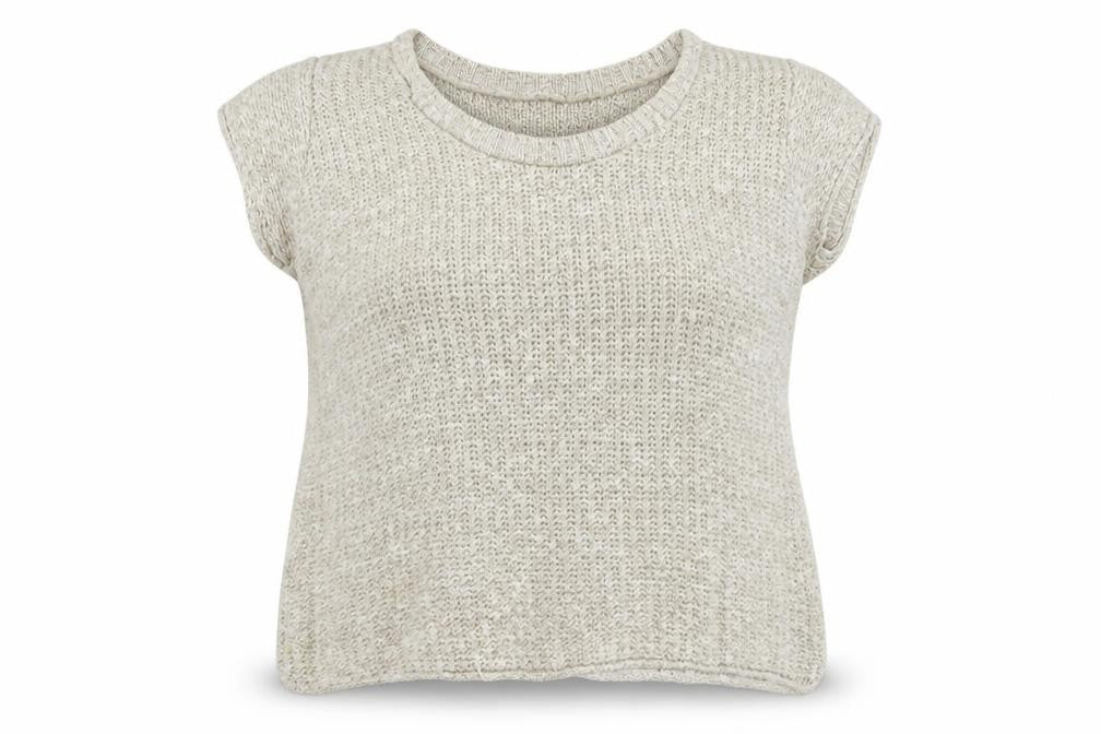 Front view of Matalan women’s beige jumper, size UK 18