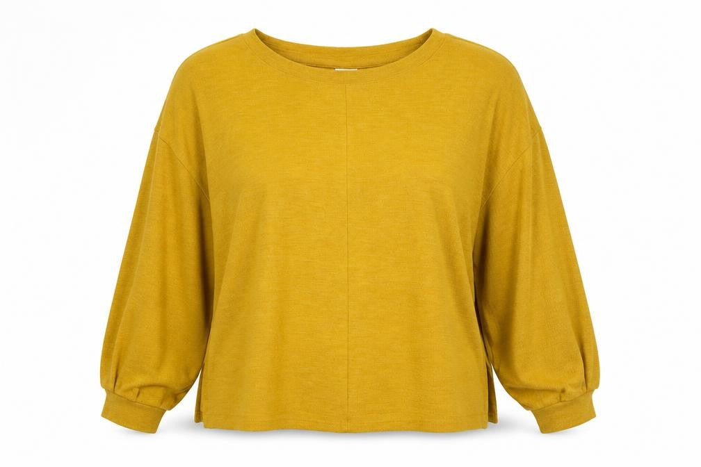 Front view of H&M women’s yellow jumper, size M