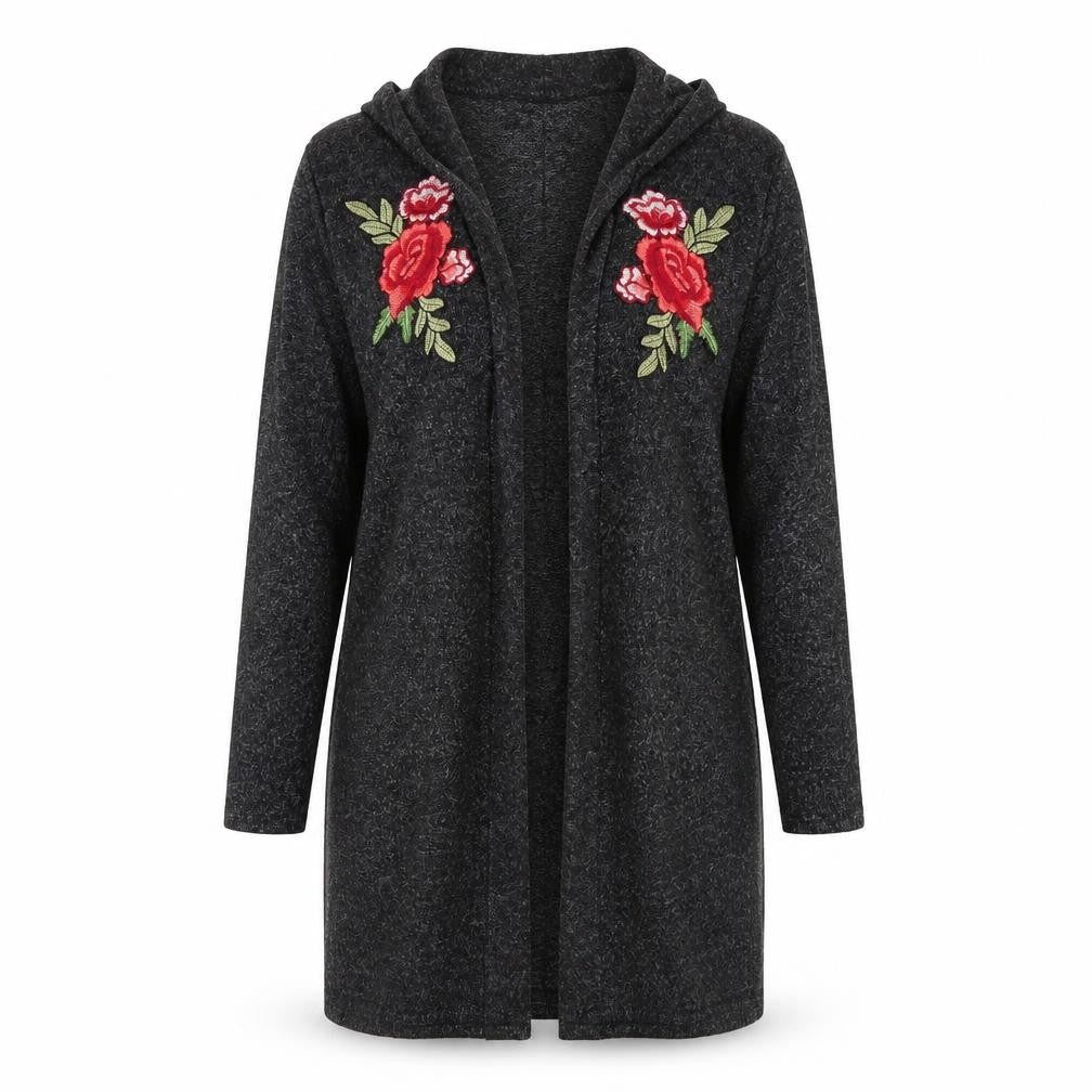 Front view of Blind date women’s grey cardigan jumper, size S, - pose print