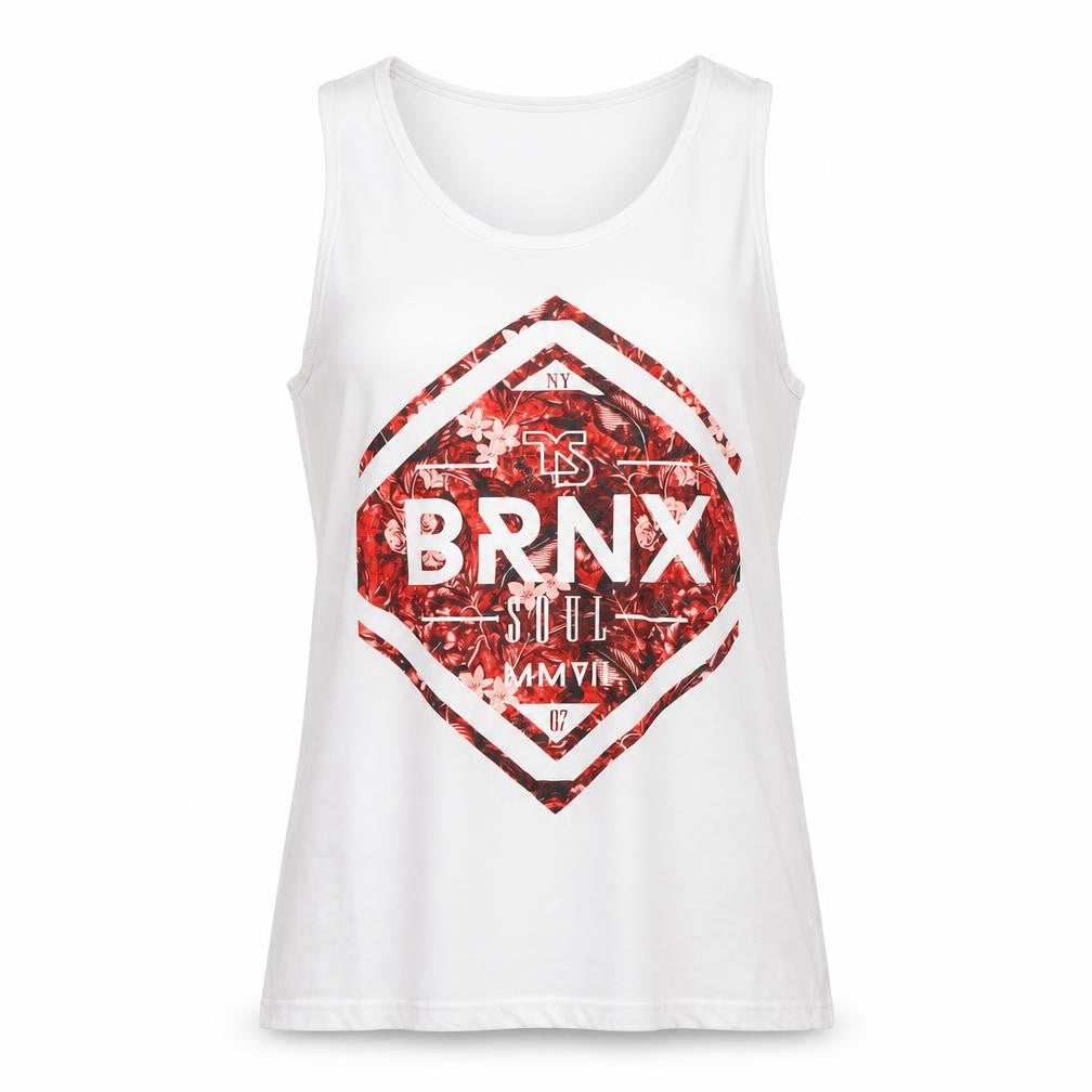 Front view of Twisted Soul women’s white basic tank, size S