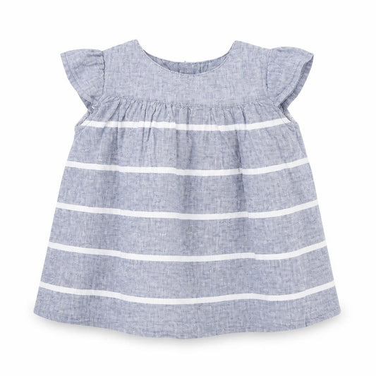 Front view of Batela girls’ blue striped basic blouse, size 2, years