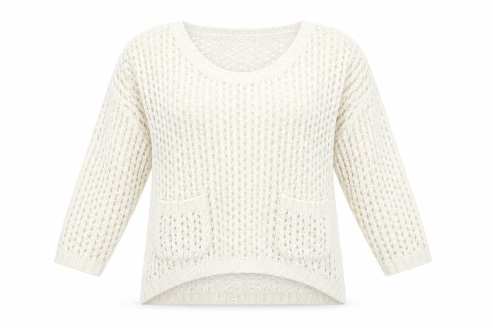 Front view of River Island women’s ivory jumper, size UK 12