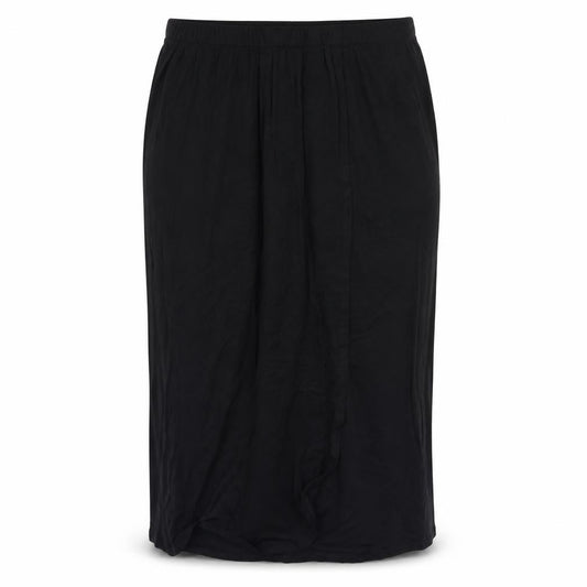 Front view of e women’s black flare skirt, size UK 16