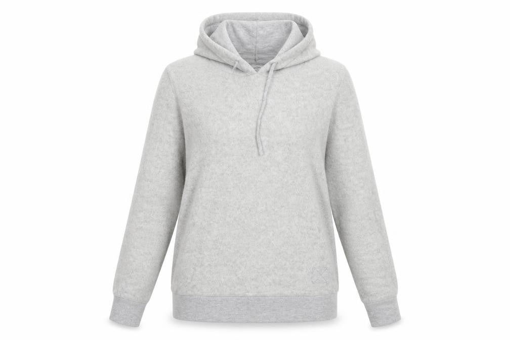 Front view of Atmosphere women’s grey pullover hoodie, size UK 8