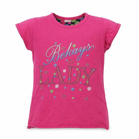 Front view of BEKA girls’ pink basic polo, size 6-7, years