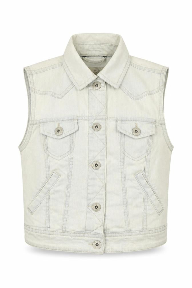 Front view of New Look women’s blue gilet waistcoat, size UK 8