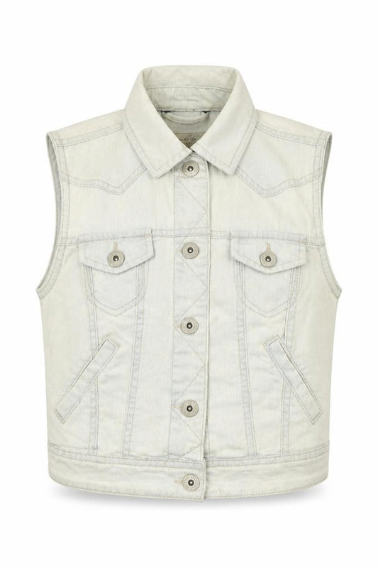 Front view of New Look women’s blue gilet waistcoat, size UK 8