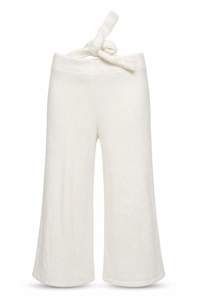 Front view of Spring women’s white cropped trousers, size UK 10, 20-inch leg - elastic waist